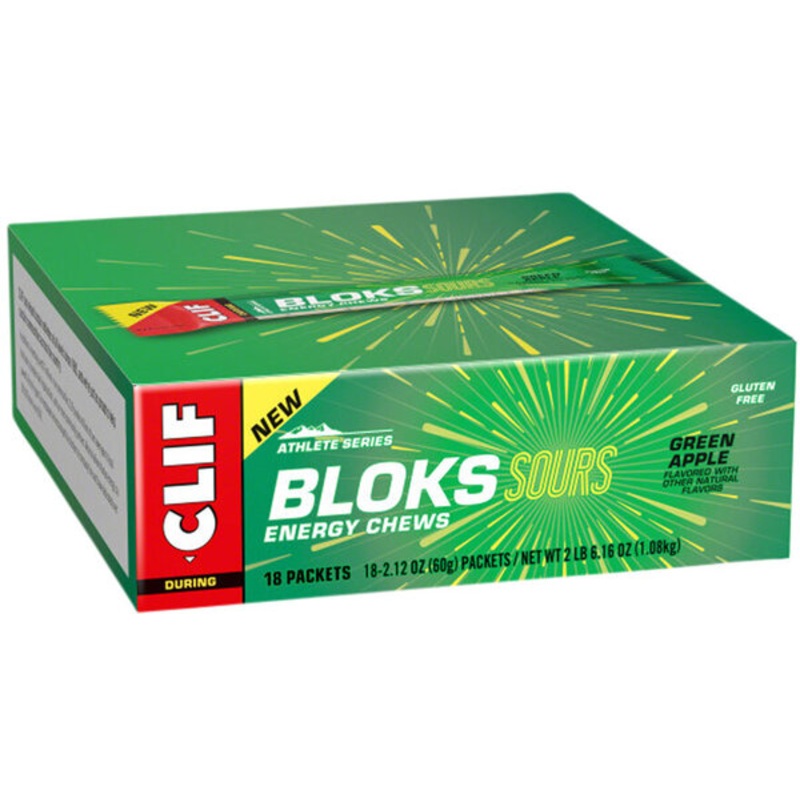 Clif Shot Bloks Energy Chews – Green Apple, Box of 18